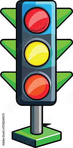 Cartoon traffic light with red yellow and icon isolated on white transparent background vector eps png jpg business people clipping path cutout 2025 2026 4k full hd poster banner label download