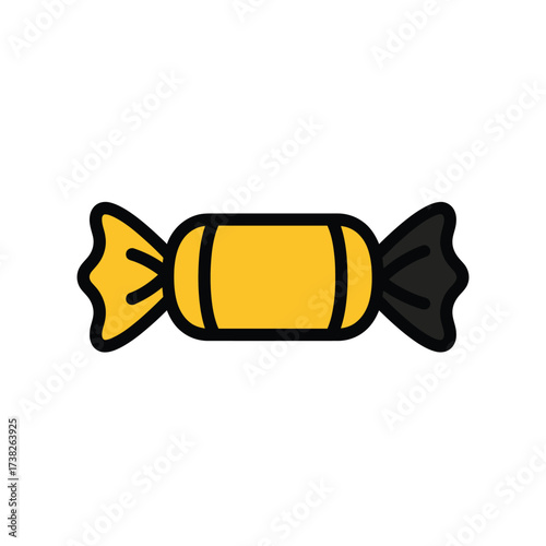 Wrapped Candy Illustration with Yellow and Black Colors