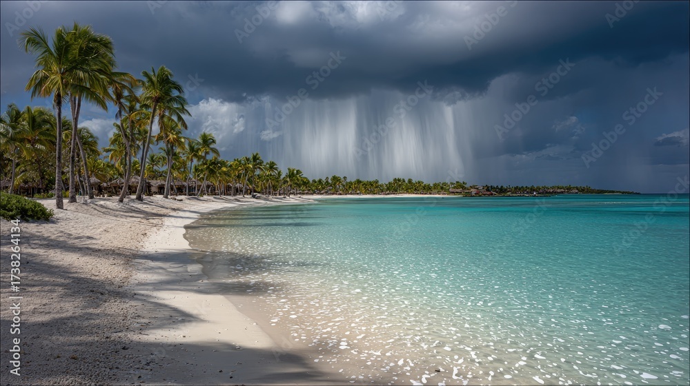 Fototapeta premium Tropical beach stormy weather