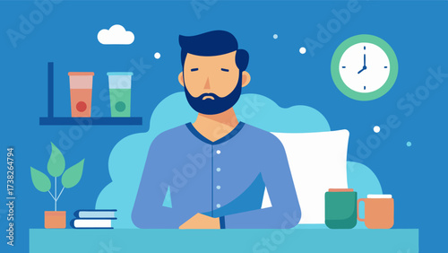 He makes it a point to get at least 8 hours of sleep every night prioritizing rest and recovery for his body.. Vector illustration
