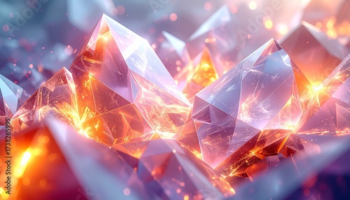 Glowing crystal shards with vibrant fiery light