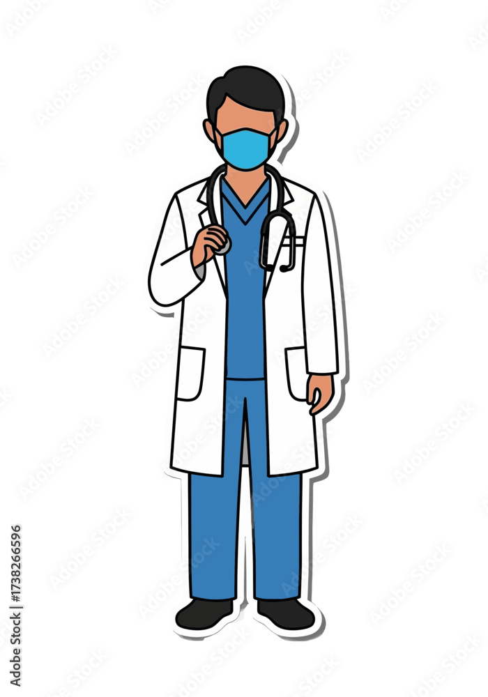 Fototapeta premium Professional Doctor With Medical Mask and Stethoscope