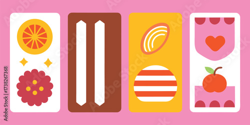 A colorful set of Easter egg vector icons and food and drinks symbols for web design and internet illustration