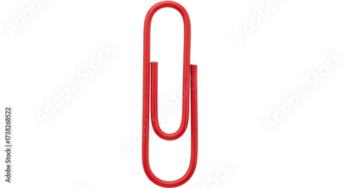 Isolated Red Paper Clip is Used to Secure Documents, Hold Papers Together, Organize Files