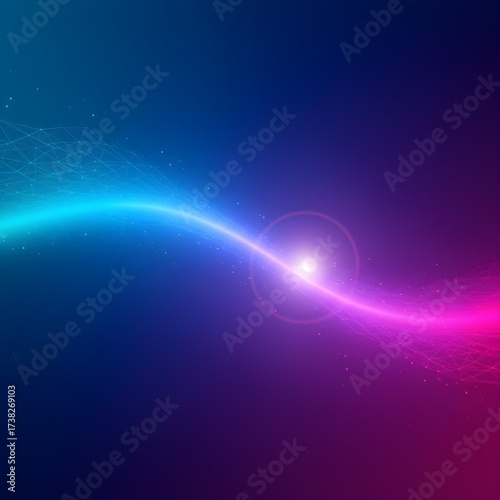 Abstract flowing energy lines of blue and magenta, digital network connection, futuristic technology background