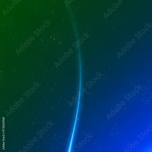 Vibrant aurora borealis with a glowing blue streak across a starry night sky
