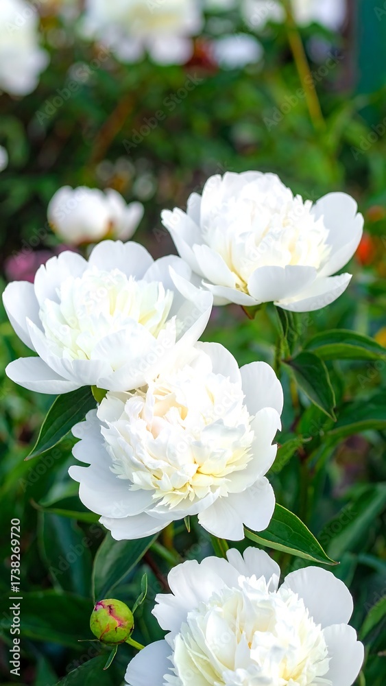 Fototapeta premium White peonies in bloom
