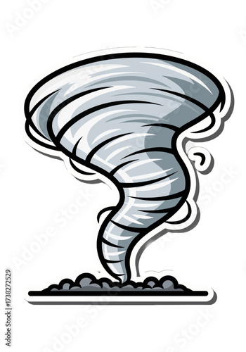Dynamic Cartoon Tornado Sticker Weather Phenomenon Vector