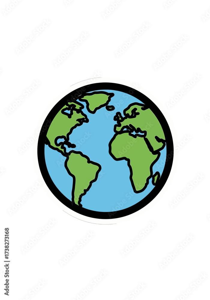 Fototapeta premium Simple Flat Cartoon Vector Illustration of Planet Earth