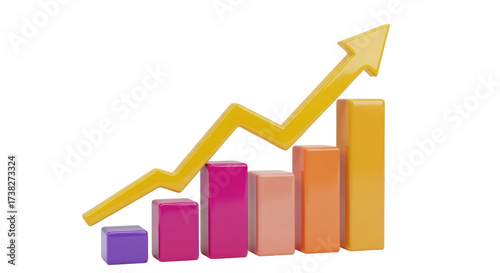 Free Download Isolated rising graph of growing bars pointing upwards symbolizing success or achievement - GFXLoad