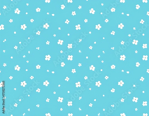 Wallpaper Mural Delicate White Flowers on Light Blue Background. Torontodigital.ca