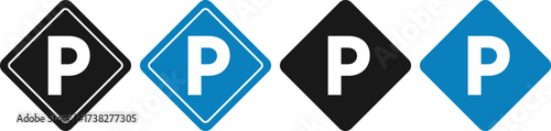 Parking area icon set. Car parking symbol. Parking area icon collection