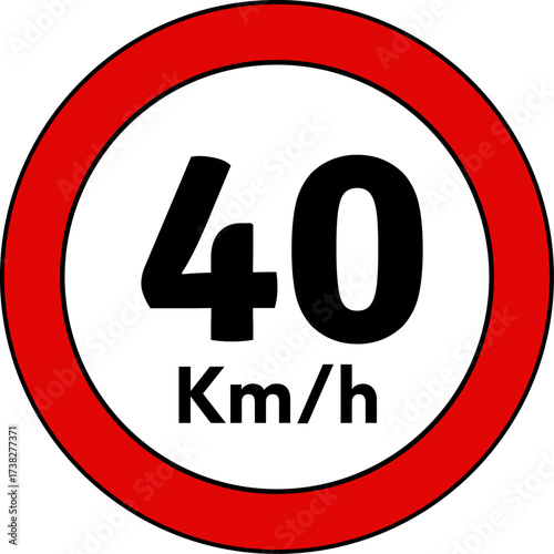 Speed Limit 40 Sign Vector