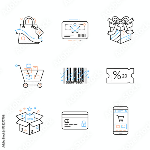 Explore knowledge and learning with these modern icons representing books, graduation, digital reading, and organization for educational content.