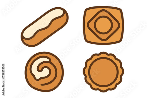 Collection of various delicious pastries and cookies with decorative elements