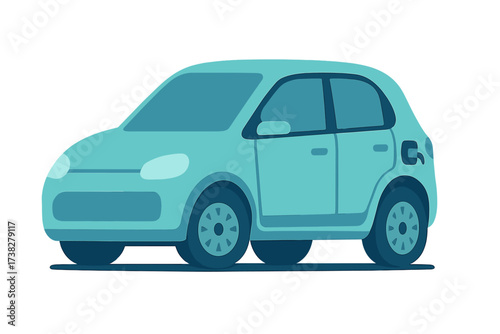 Modern compact electric vehicle with charging port for sustainable urban transportation