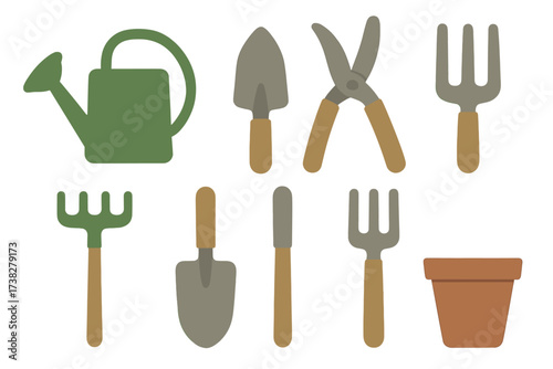 Essential gardening tools and equipment for planting and horticulture activities