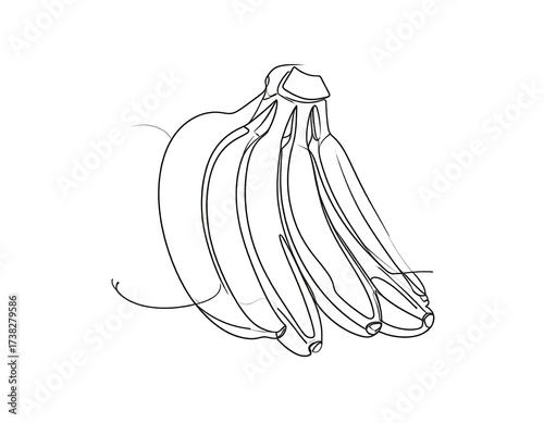 Wallpaper Mural Single Line Drawing of a Bunch of Bananas. Torontodigital.ca