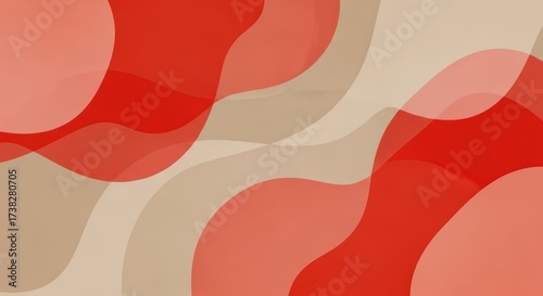 Abstract red and beige wave shapes with a red and beige background.