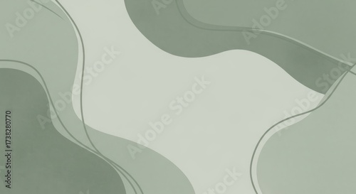 Abstract green and gray abstract shapes on a white background.