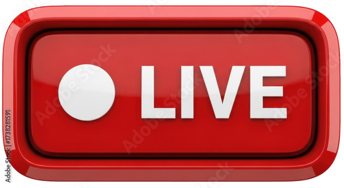 Fotografie Isolated modern live stream notification button icon for content, social media a