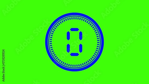 5 second Countdown timer animation on green screen.alpha chanel 4k