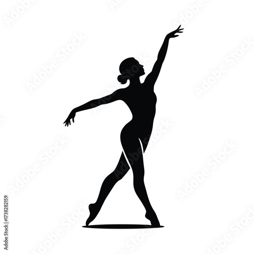 Elegant silhouette of a ballerina in a graceful pose displaying artistic movement