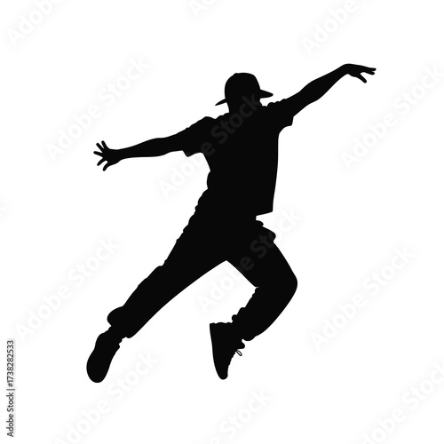 Dynamic silhouette of a dancer in mid-air motion
