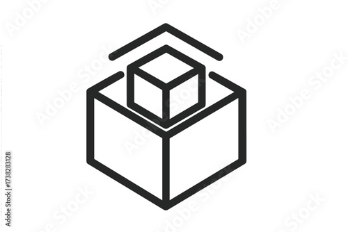 Open box line icon. Unboxing, new product release, delivery, and shipping concept. Package, order, and solution symbol. Logistics and e-commerce vector graphic illustration.