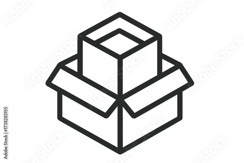 Open box line icon. Cardboard package for delivery, shipping, moving, or storage. Unpacking or unboxing concept. Simple vector illustration for logistics and distribution.