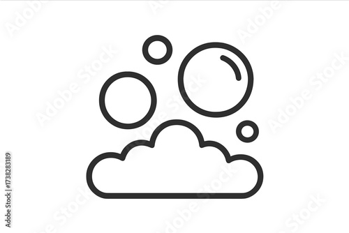 Bubble and foam simple line icon. Vector illustration of soap suds. Symbol for cleaning, washing, bath. Shampoo lather. Effervescent carbonated water fizz. Isolated logo.