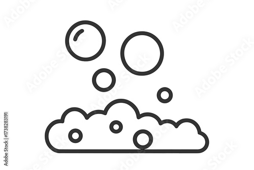 Bubble and foam line icon. Soap suds vector illustration for web. Lather symbol for cleaning, washing, hygiene. Isolated cartoon graphic for shampoo, detergent, liquid.