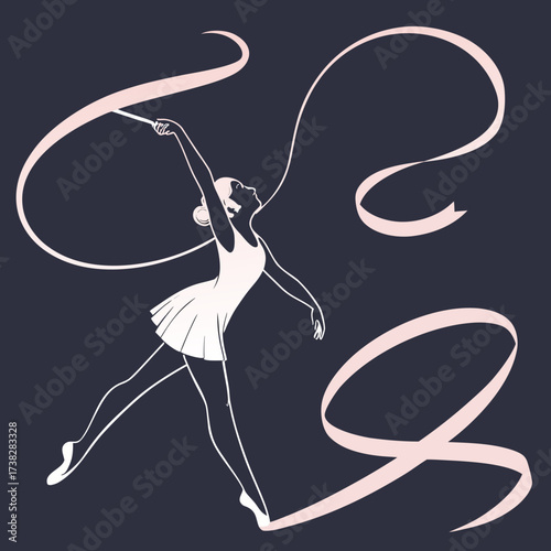 Graceful ballerina twirling with a ribbon in a mesmerizing dance performance