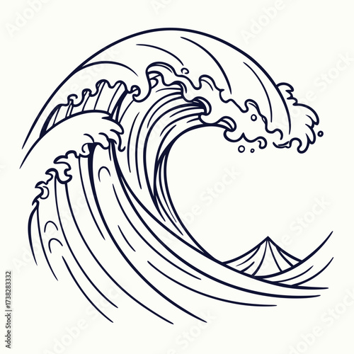 Great wave vector illustration in outline style