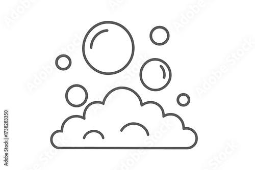 Bubble and foam linear symbol. Soap sud vector illustration. Washing and cleaning concept. Hygiene and freshness icon. Water lather thin line art. Fizzy drink effervescent pop. Clean.
