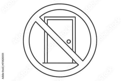 No entry sign thin line icon. Access denied, do not enter symbol. Restricted area, private property warning. Keep out prohibition pictogram for door. Vector illustration.