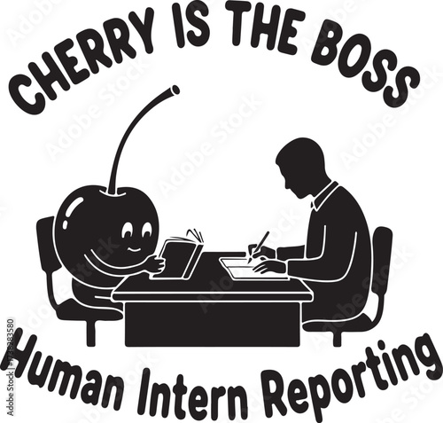 Cherry is the boss human intern reporting a playful silhouette on transparent background