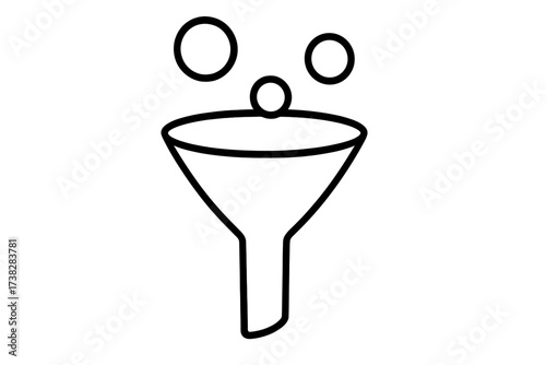 Sales funnel icon vector. Metaphor for lead generation, customer conversion, and data filtering process. Simple outline symbol for marketing infographics, web design, apps.