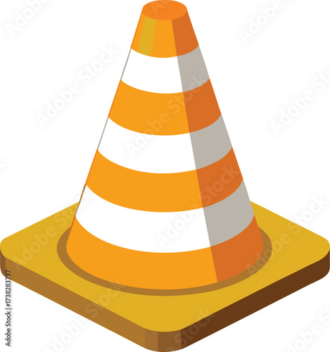 Orange and white striped traffic cone on a icon isolated on white transparent background vector eps png jpg business people clipping path cutout 2025 2026 4k full hd poster banner label download