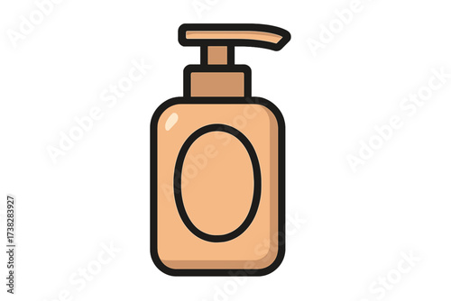 Cosmetic pump bottle vector icon. Liquid soap, lotion, gel or sanitizer dispenser. Container for shampoo, cream, or skincare products. Beauty, hygiene concept cartoon illustration.