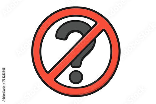 No questions, forbidden to ask. Concept of censorship, restriction and doubt. Prohibited question mark icon. Vector illustration for unanswered questions, silence and secrecy.