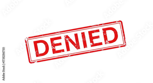 Isolated stamp impression of the word DENIED indicating rejection, refusal, refusal, or negativity