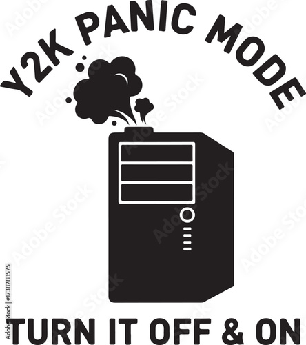Computer overheating warning sign with text a distinctive silhouette on transparent background