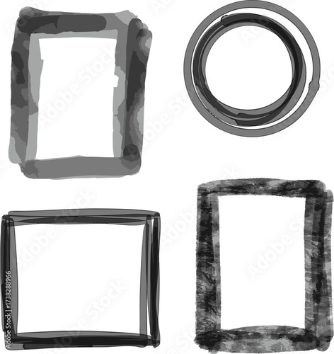 hand-painted , abstract drawing, clipart frames