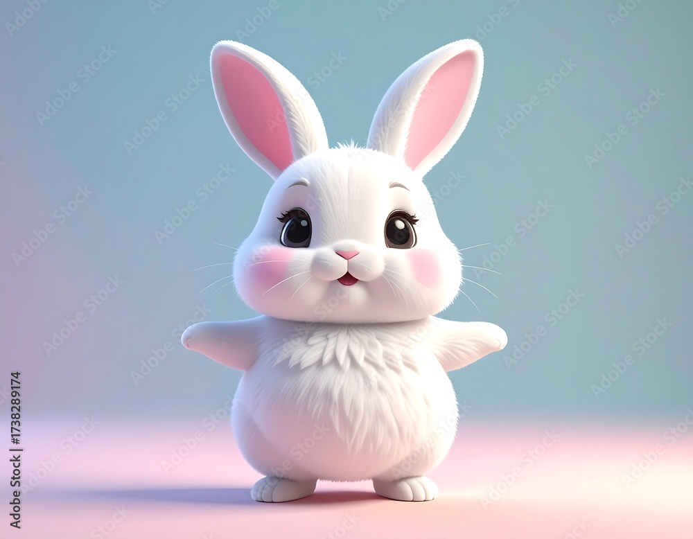 Obraz premium Cute White Rabbit Plush Toy.