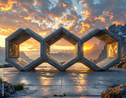 Wallpaper Mural Modern Geometric Structures at Sunrise. Torontodigital.ca