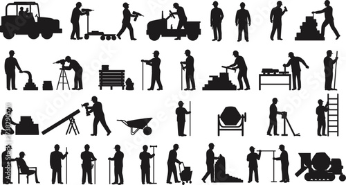 Black vector silhouettes set of people pictograms for business, sport, and fitness design work