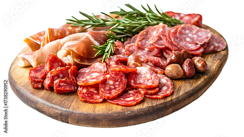 Traditional cured meat platter with isolated on a transparent  background