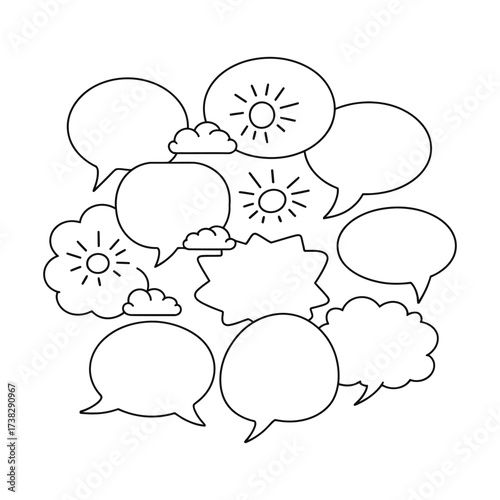 Collection of comic speech bubbles.

