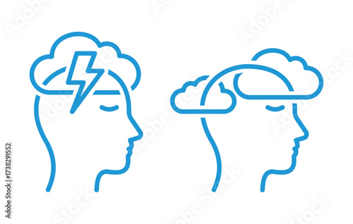 Head profile storm cloud clear sky mindfulness icon